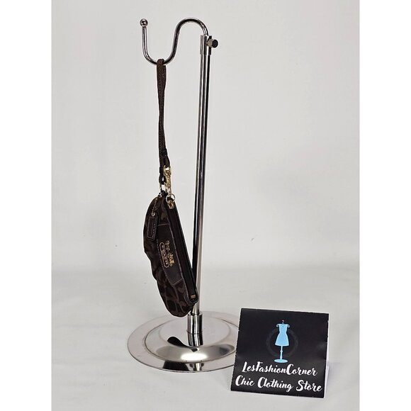 Coach Women's Brown Monogram Canvas & Leather Wristlet Clutch 135 - Picture 3 of 11